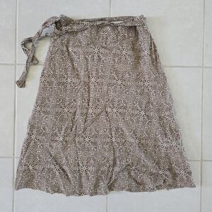 East 5th brown linen blend midi Knee skirt sz 2P Petite Beige Geometric A Line